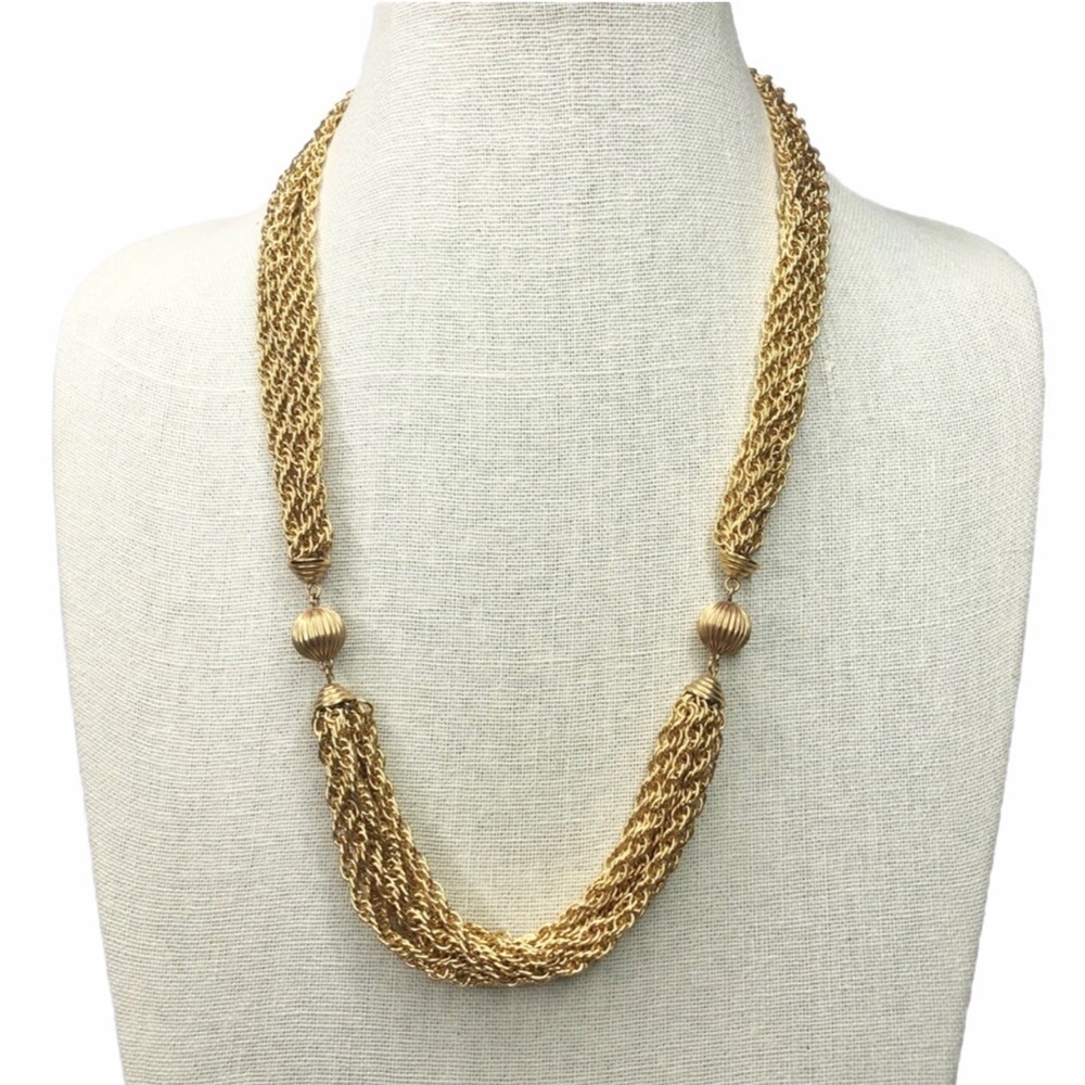 Vintage Multi-strand Gold Greek Roman Necklace